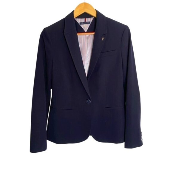 Tommy Hilfiger Navy One Button Blazer 8 - Picture 1 of 5